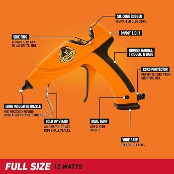 Amazon.com: Gorilla Dual Temp Full Size Hot Glue Gun Kit with 45 Hot Glue Sticks, Precision Nozzl... | Amazon (US)