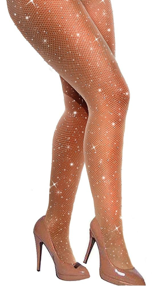 VEBZIN Sexy Sparkly Fishnets Stockings Jeweled High Waist Fishnet Tights for Women Rhinestone Par... | Amazon (US)