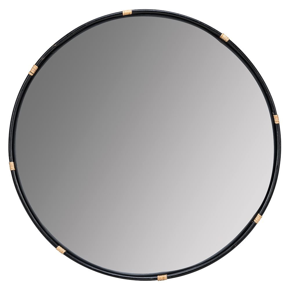 Round Black Rattan Mirror - 33.5&quot; | West Elm (US)