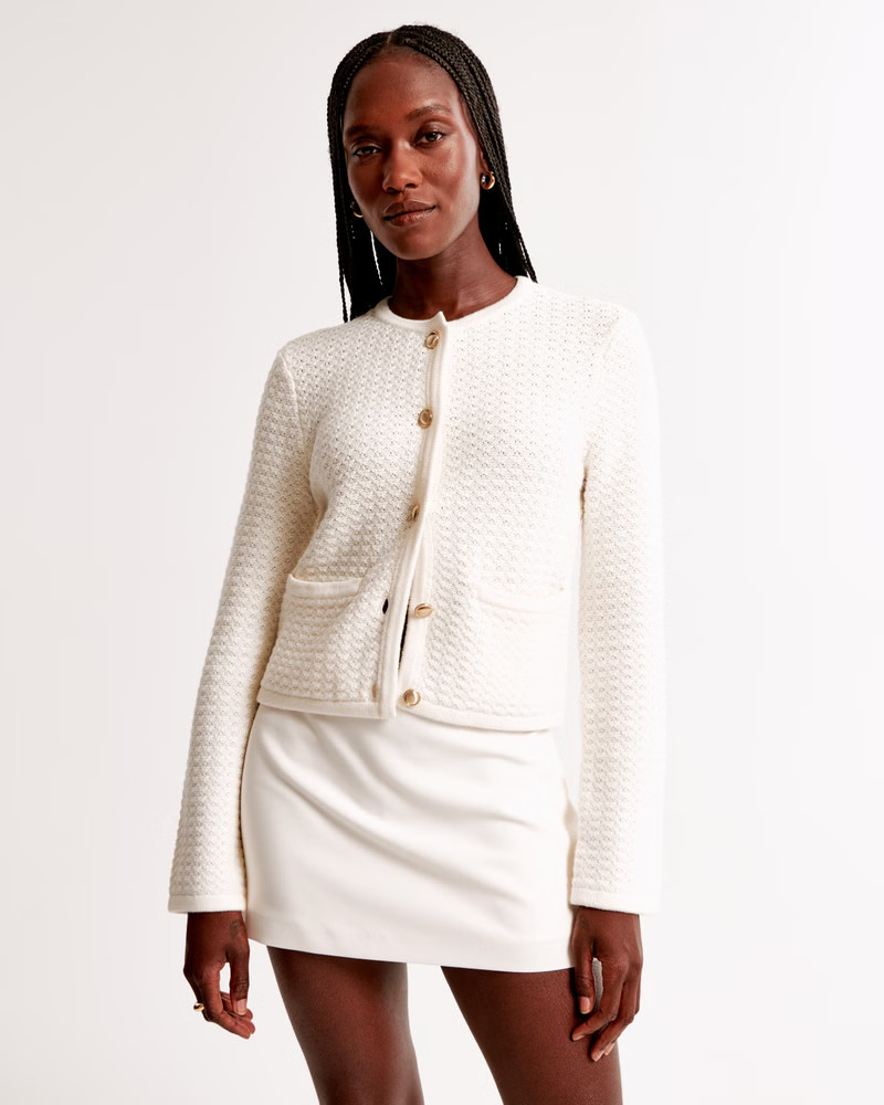 Women's Textural Crew Sweater Jacket | Women's New Arrivals | Abercrombie.com | Abercrombie & Fitch (US)