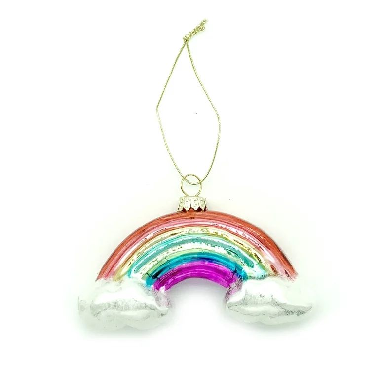 Holiday Time Rainbow with Clouds Shaped Glass Christmas Ornament | Walmart (US)