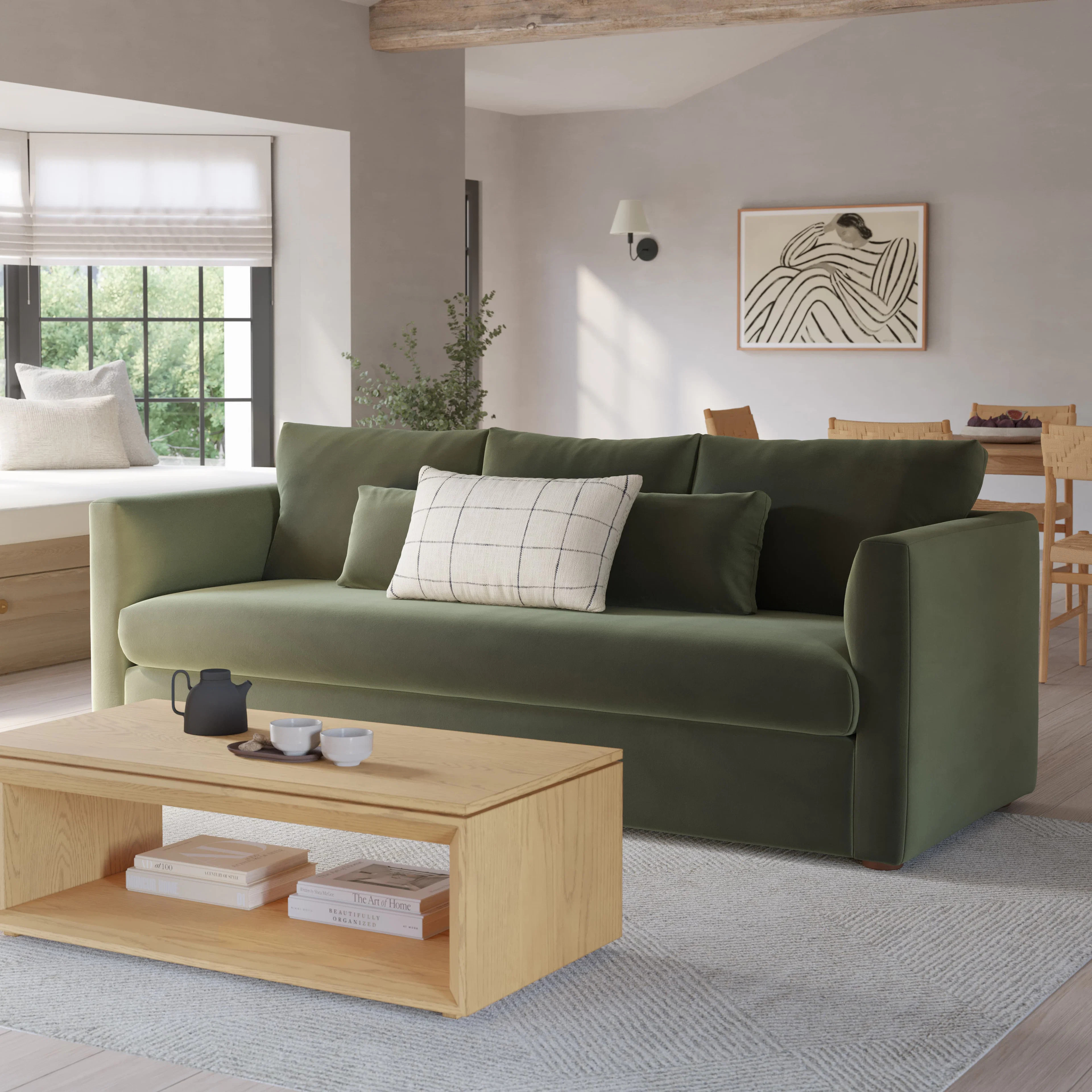 Marina 90" Velvet Sofa - Hale Fir Green | Article