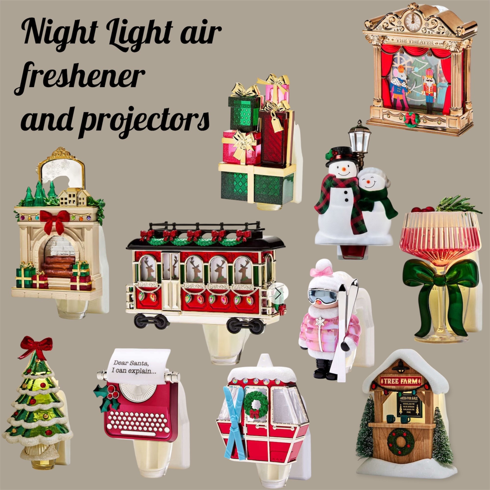 Air freshener / night lights plug in and projectors 

air fresheners
home fragrance
holiday scents
scented plug ins
odor eliminator
fresh home smell
LED night light
plug in night light
soft glow light
home lighting decor
LED projector
holiday projector
light projector
ambient room lights
mood lighting projector
bedroom light projector

#LTKSeasonal #LTKHoliday #LTKGiftGuide