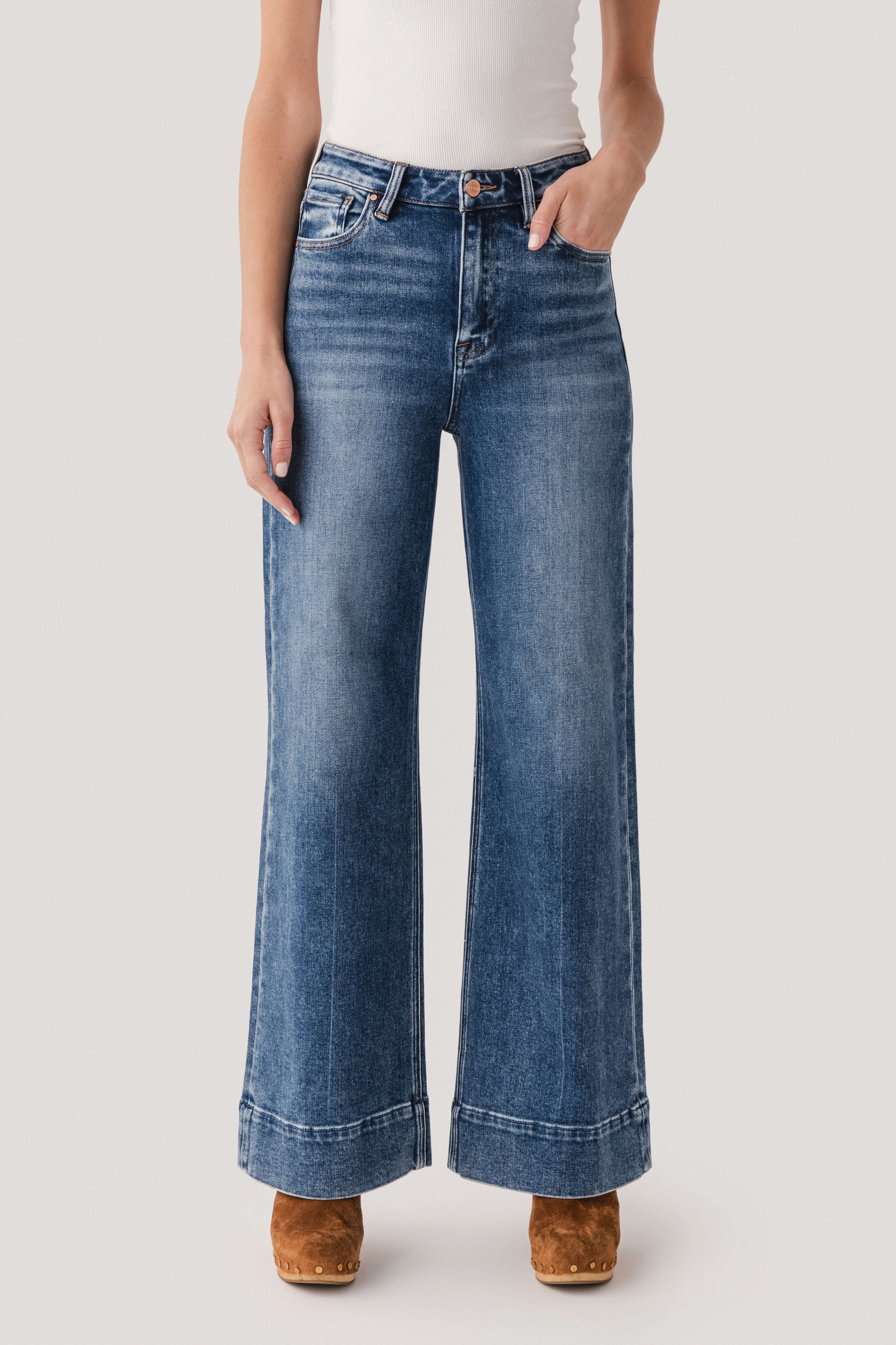 Risen Jay Wide Leg Wide Hem Trouser Jeans | Social Threads