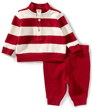 Baby Boys Long-Sleeve Striped Estate-Rib Pullover & Solid Jogger Pants Set | Dillard's