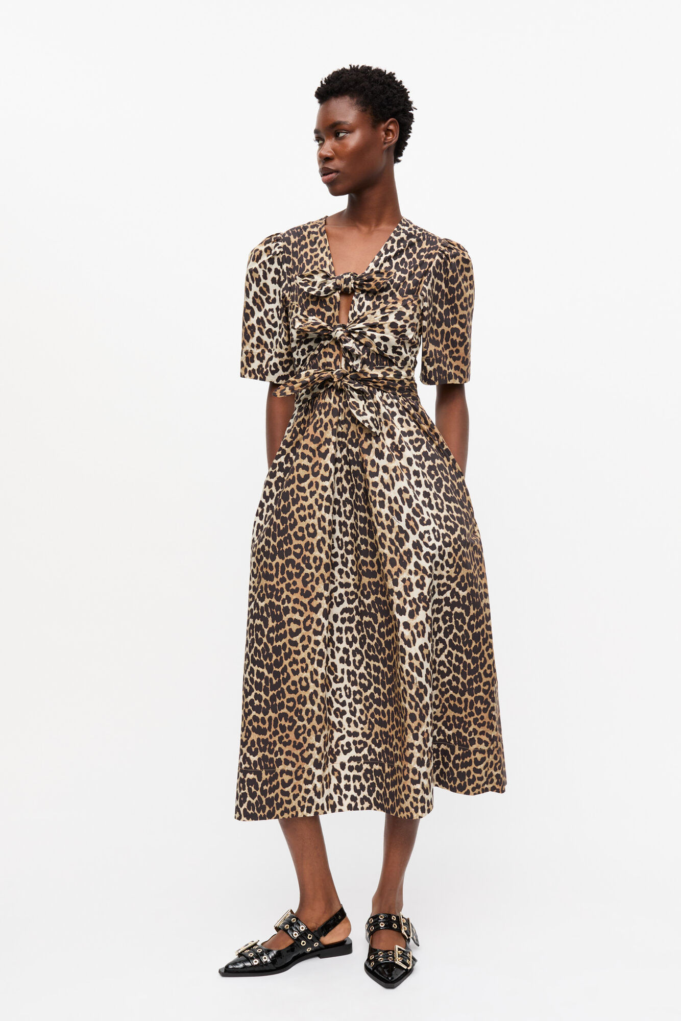Leopard Printed Cotton Dress | Ganni