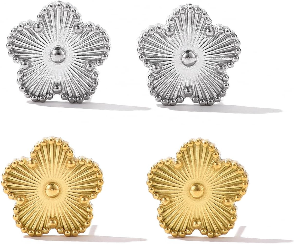 Clover Earrings for Women Stainless Steel Hypoallergenic Clover Stud Earrings | Amazon (US)