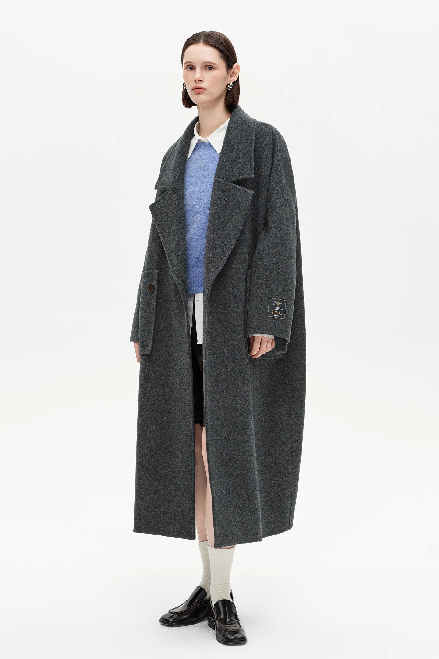 SELFWHO 100% Sheep Wool Blend Long Double-Faced Coat | SELFWHO