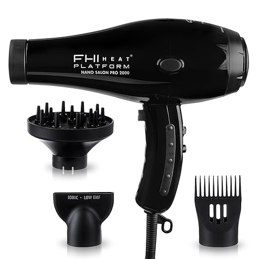 FHI HEAT Platform Nano Power Salon Pro 2000 Tourmaline Ceramic Quick Dry Hair Dryer with 3 Piece ... | Amazon (US)