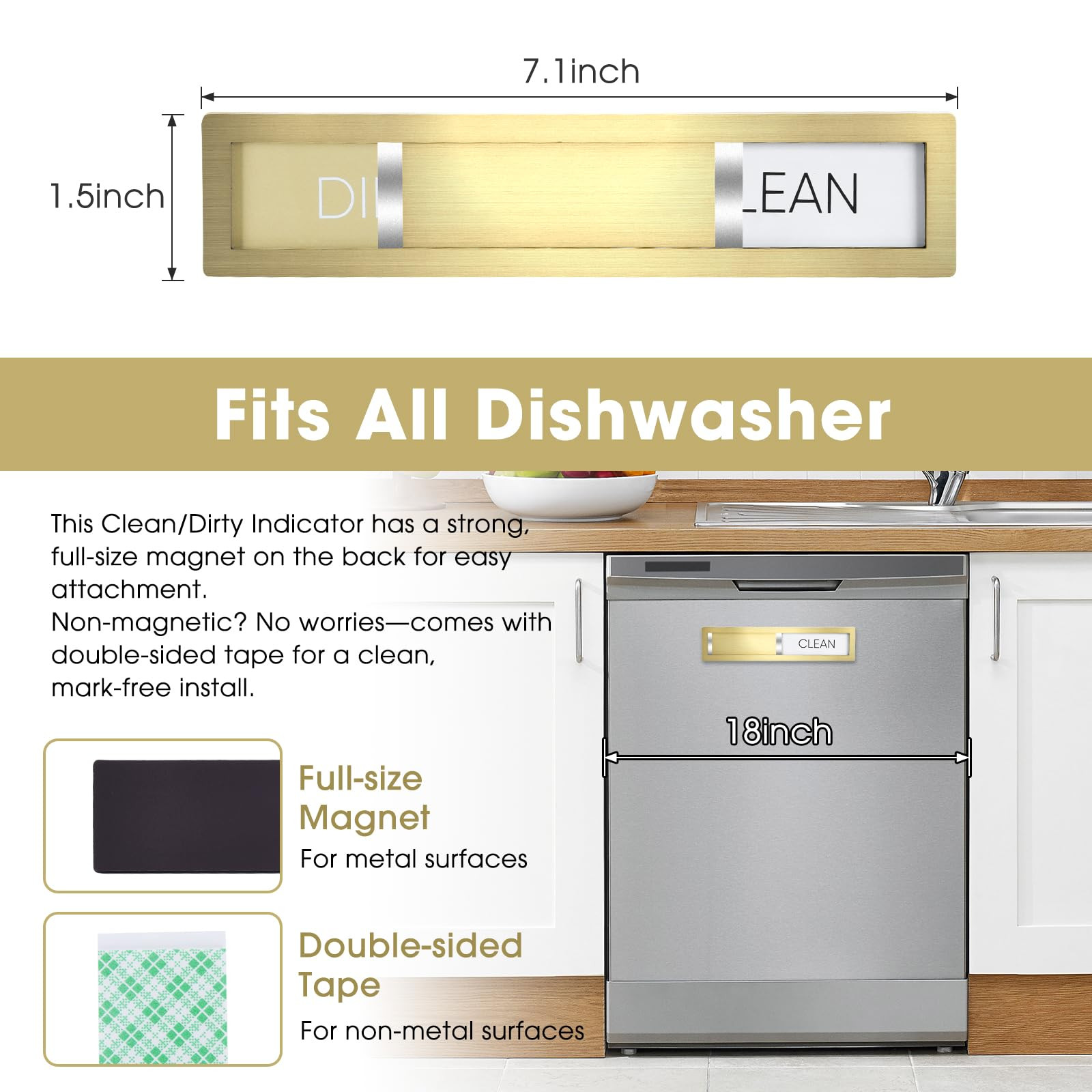 Dishwasher Magnet Clean Dirty Sign,Premium Stainless Steel Grade 304,Matte Finish Clean/Dirty Ind... | Amazon (US)