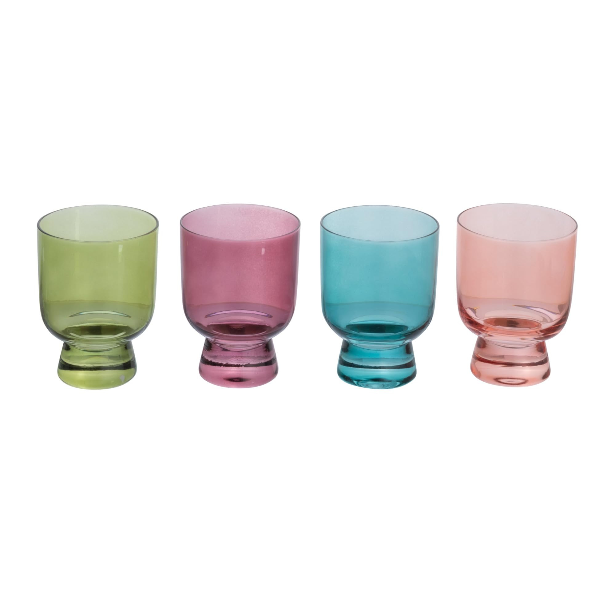 Creative Co-Op Hand Blown Footed Drinking Glasses, 6 Ounces, 4 Assorted Colors Glassware, Multi | Amazon (US)