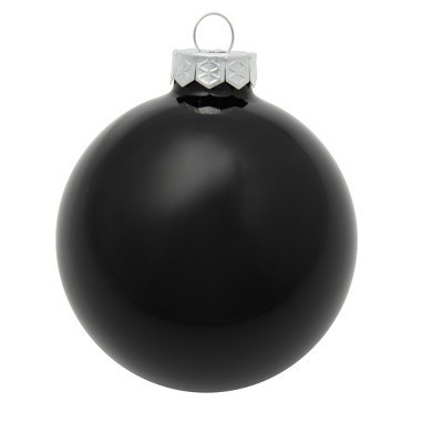 Northlight 12ct Black Shiny Glass Christmas Ball Ornaments 2.75" (70mm) | Target