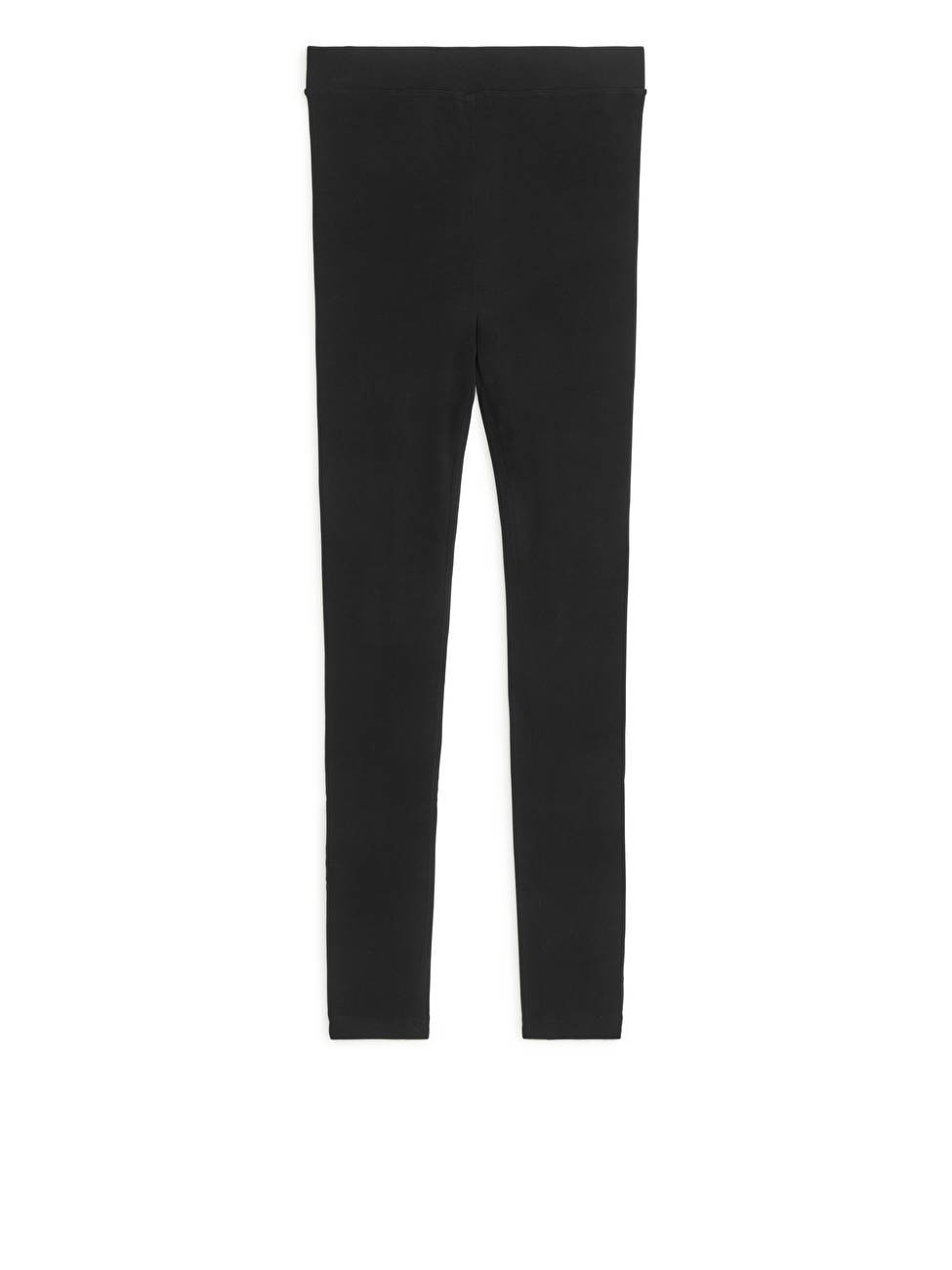 Zip-Detail Ribbed Leggings - Black - ARKET GB | ARKET (US&UK)