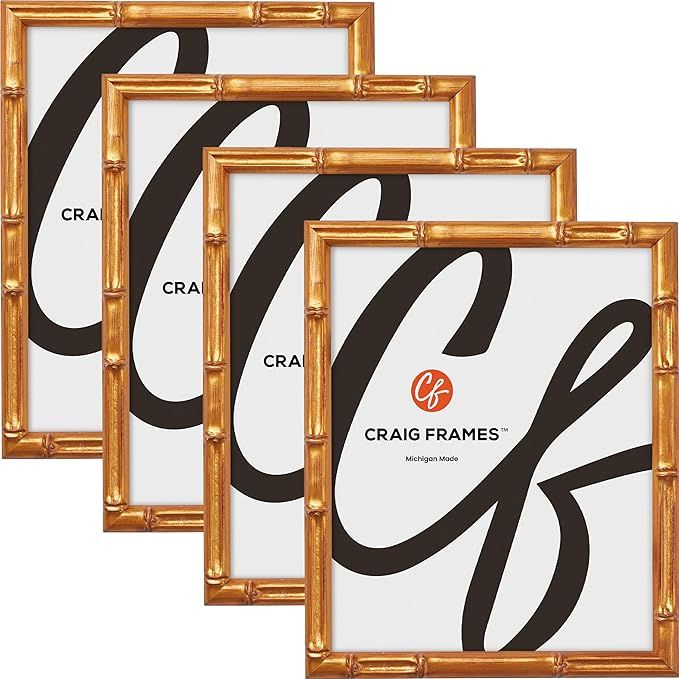 Craig Frames Faux Bamboo, 16x20 Picture Frame, Vintage Gold, Set of 4 | Amazon (US)