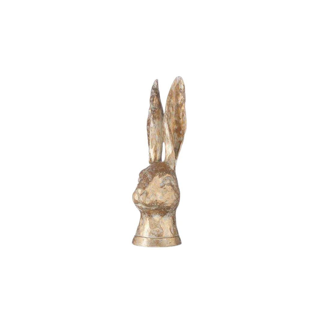 13.5" Gold Rabbit Bust | Pink Antlers