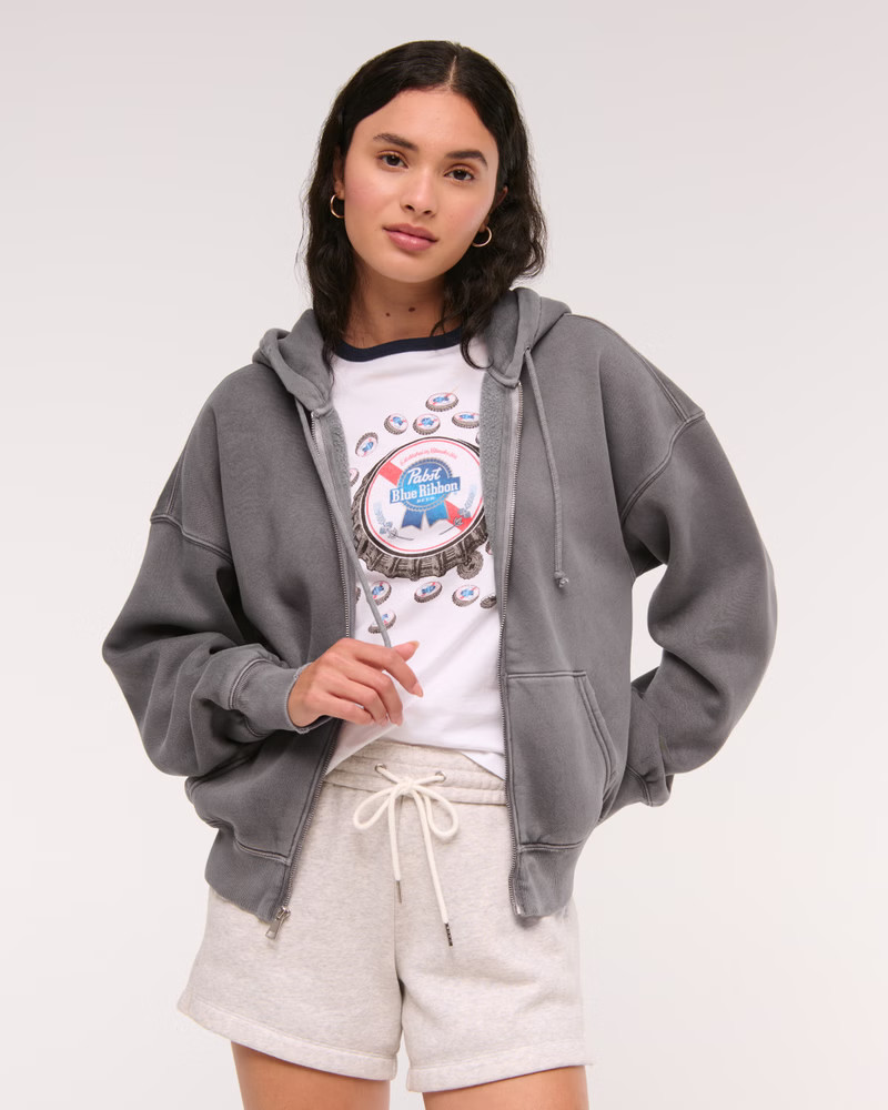 Women's Sunday Hooded Full-Zip | Women's Tops | Abercrombie.com | Abercrombie & Fitch (US)