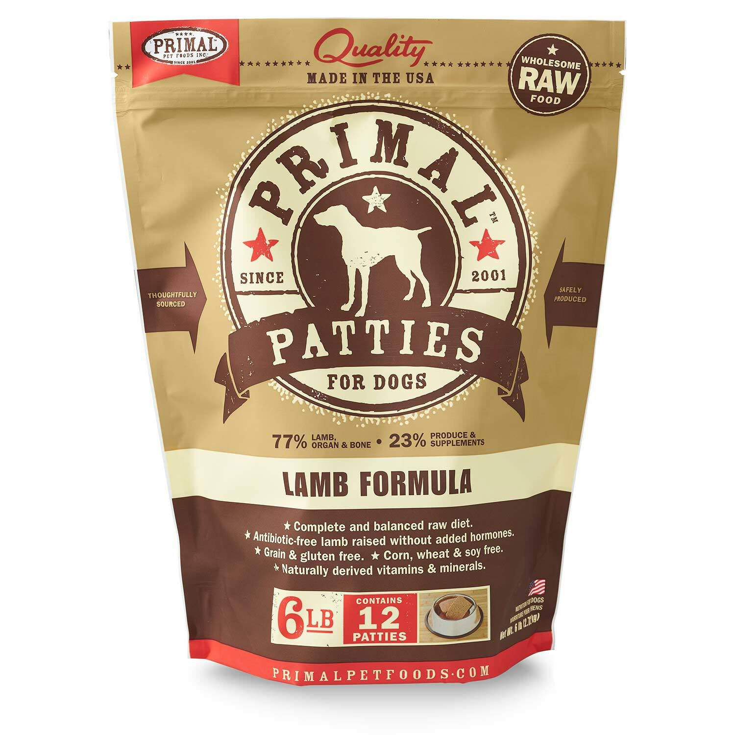 Primal Frozen Raw Lamb Formula Dog Food Patties | Pet Supermarket | Pet Supermarket
