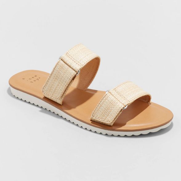 Women's Illiana Two Band Easy Closure Sandals - A New Day™ Natural 8.5 | Target