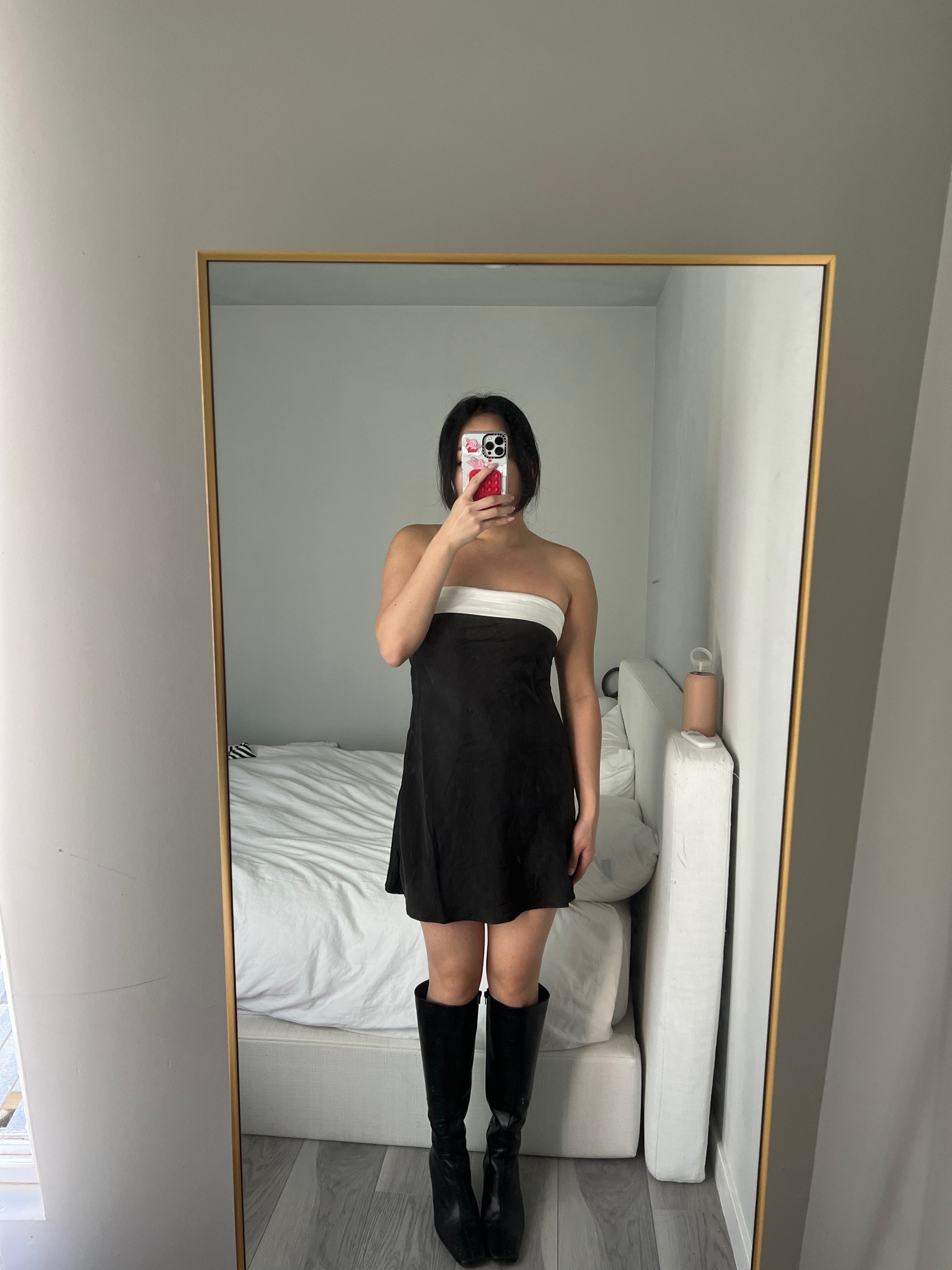 phillipa mini dress white black Philippa Black Moire Mini Dress main image 0