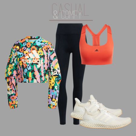 Colorful gym outfit! 

#adidas #sweatshirt #leggings #blackleggings #sportsbra #sneakers #running 

#LTKtravel #LTKfit #LTKxadidas