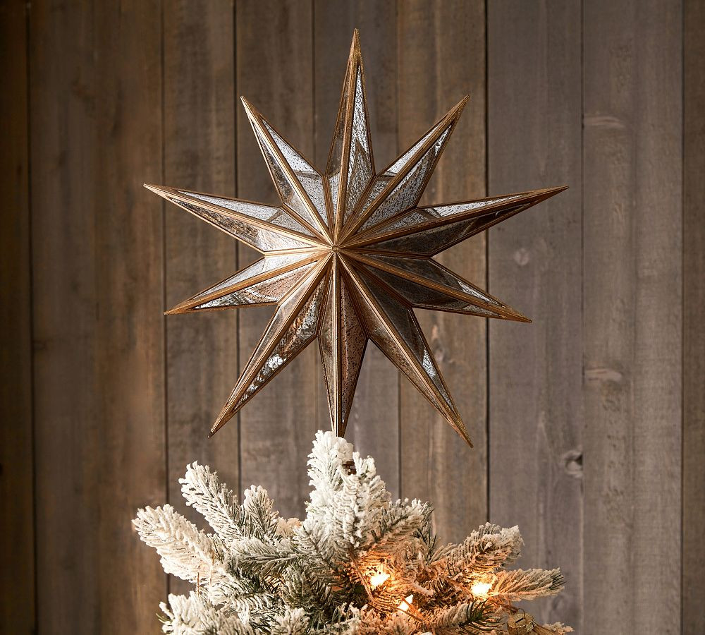 Lit Mirrored Star Tree Topper | Pottery Barn (US)