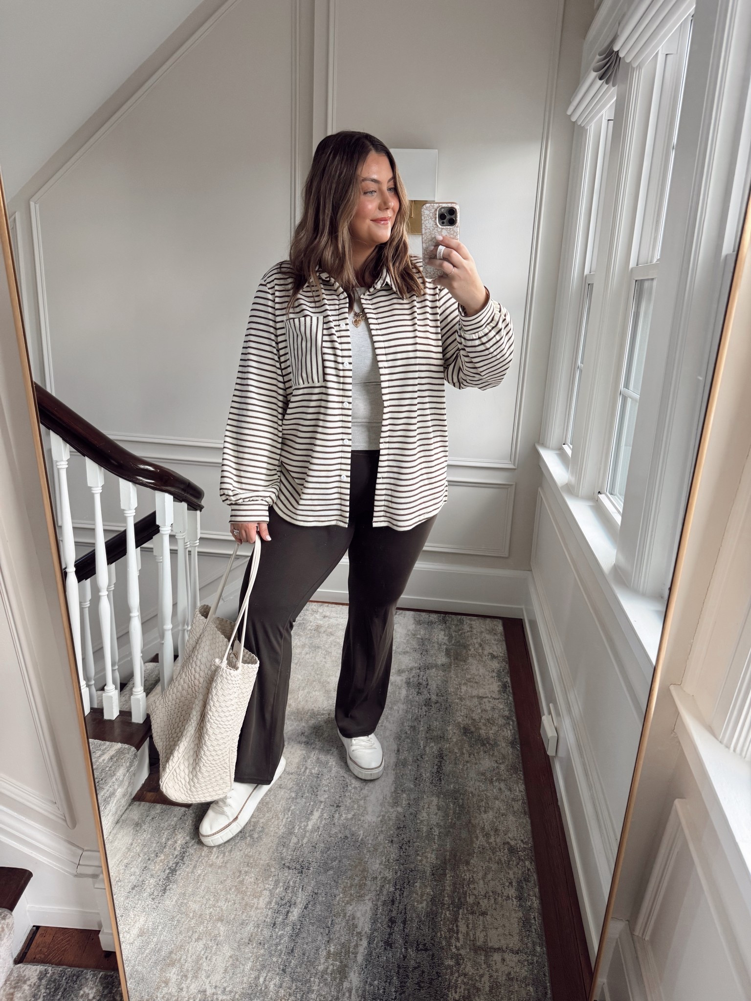 Casual spring outfit - wearing size XL in button down & pants. 

#LTKMidsize #LTKSeasonal #LTKStyleTip