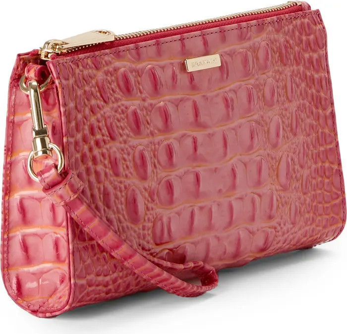 Daisy Croc Embossed Leather Wristlet | Nordstrom