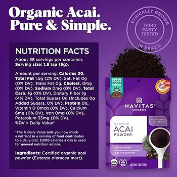Navitas Organics Acai Powder, 4oz. Bag 38 Servings — Organic Non-GMO, Freeze-Dried, Gluten-Free | Amazon (US)