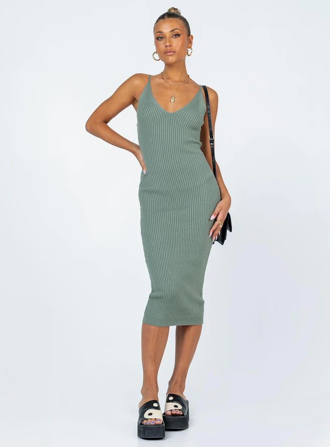 Oxford Midi Dress Green | Princess Polly US