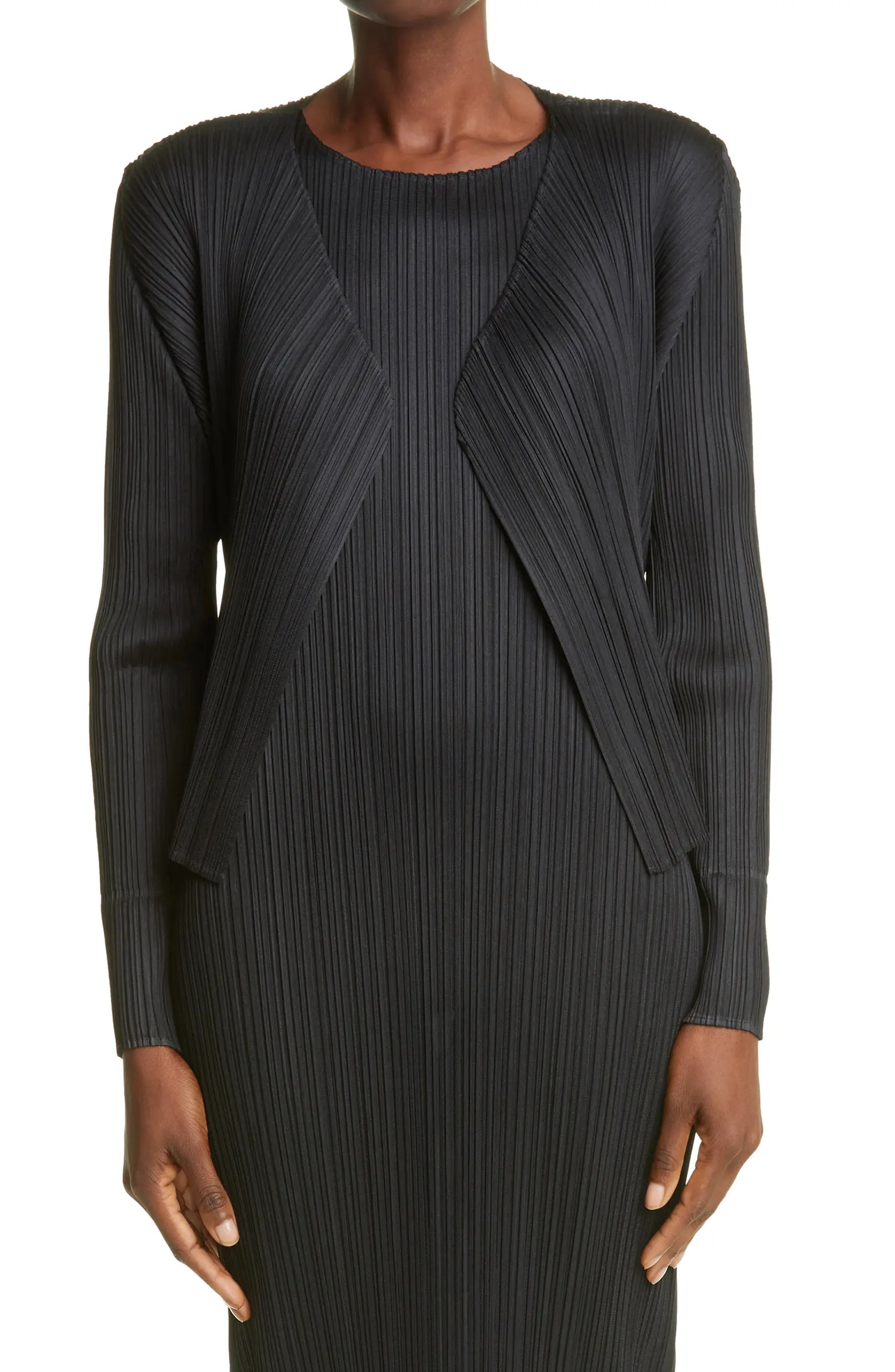 Pleats Pleats Issey Miyake Pleated Open Front Crop Cardigan | Nordstrom