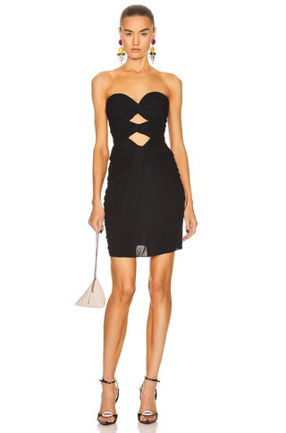 Saint Laurent Strapless Cutout Mini Dress in Noir - Black. Size 40 (also in ). | FWRD 