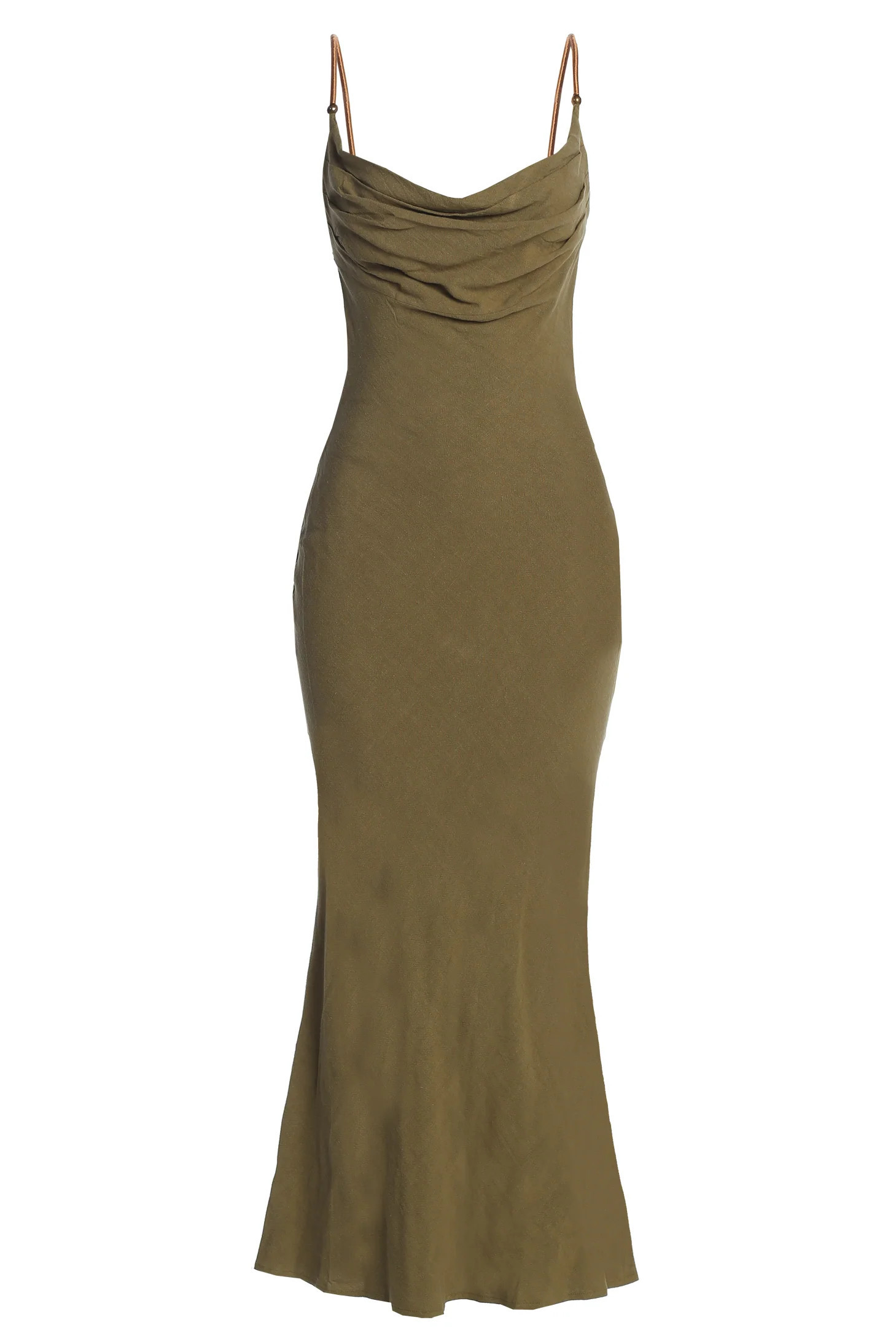 Olive Getaway Linen Maxi Dress L | JLUXLABEL