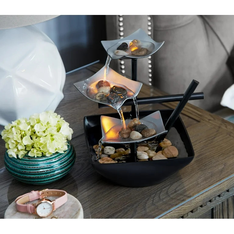 Homedics Envirascape Silver Springs Indoor Water Fountain, with Natural River Rocks, Soothing Nat... | Walmart (US)