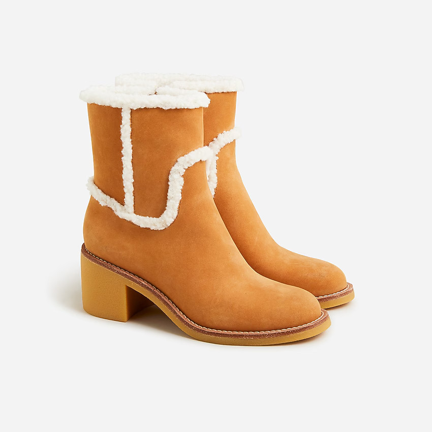 Sherpa stacked heels in suede | J. Crew US