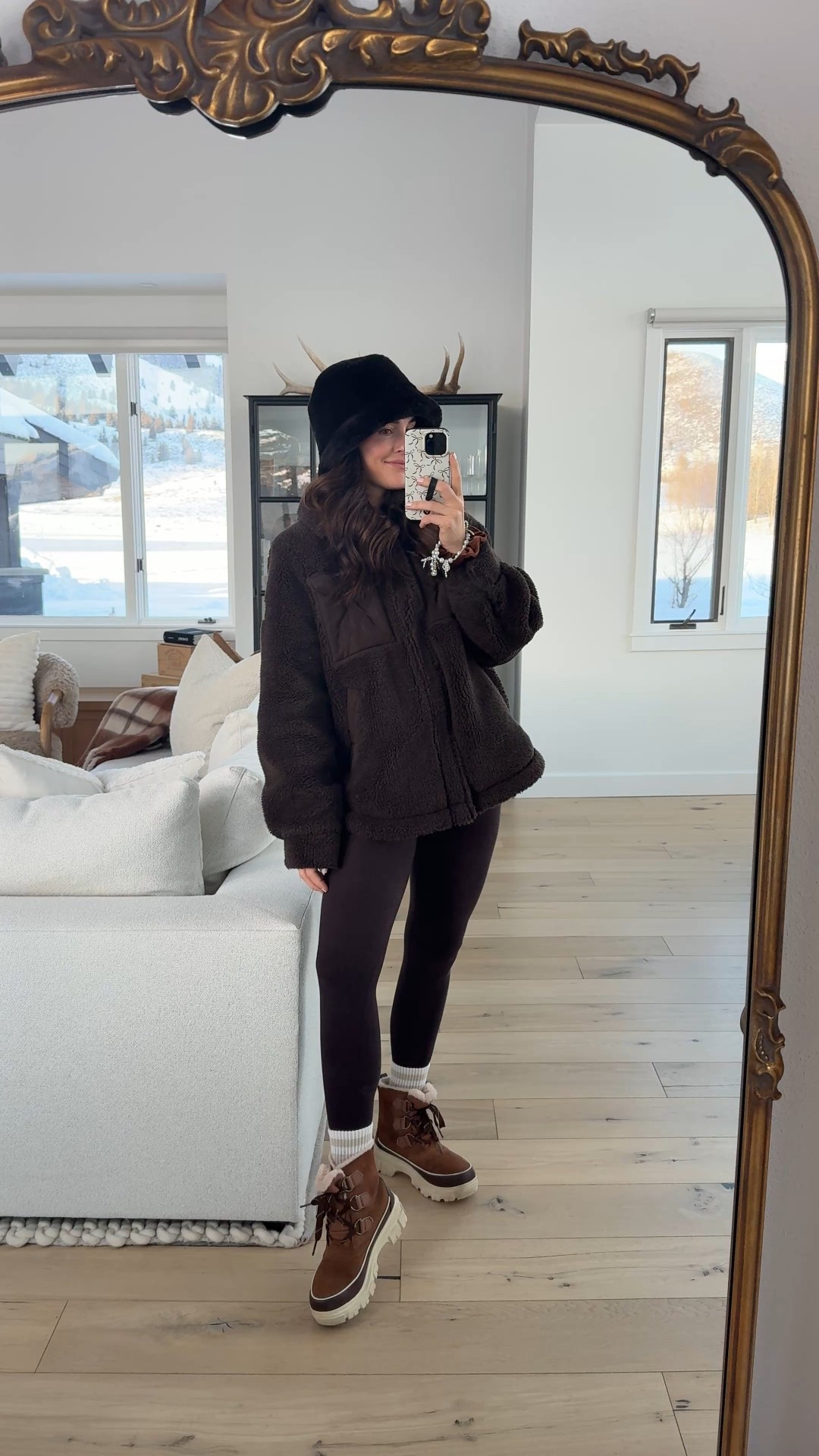 Winter snow outfit 💁🏻‍♀️
Boots
Leggings
Teddy shacket (runs big, size down)
Fur bucket hat 

#LTKootd #LTKSeasonal