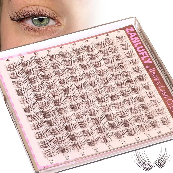 Brown Lash Clusters Natural Eyelash Clusters Invisible Band Brown Lash Extension C Curly Dark Bro... | Amazon (US)