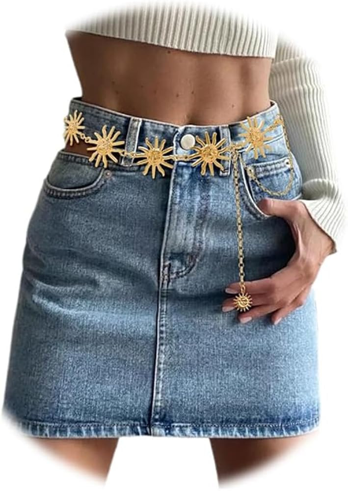 Eyraevor Multilayer Sun Moon Chain BeltWaist Belt Gold Silver Chain Belt for Women Bohemia Belly ... | Amazon (US)
