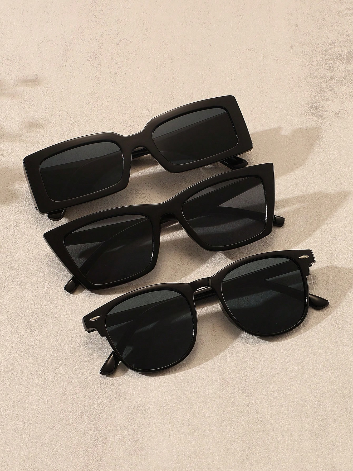 3pcs Vintage Oversized Square Thick Frame Sunglasses Unisex Plastic Classic Fashion Decoration Ey... | SHEIN