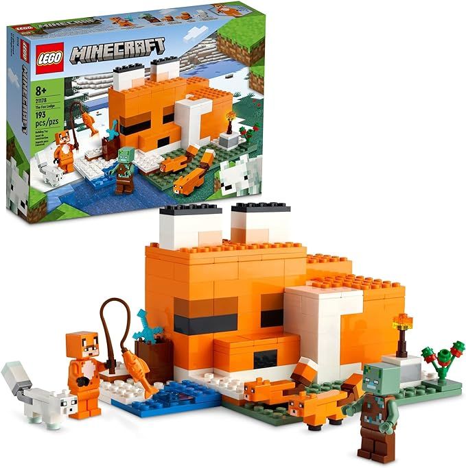 LEGO Minecraft The Fox Lodge House 21178 Animal Toys with Drowned Zombie Figure, Birthday Gift fo... | Amazon (US)