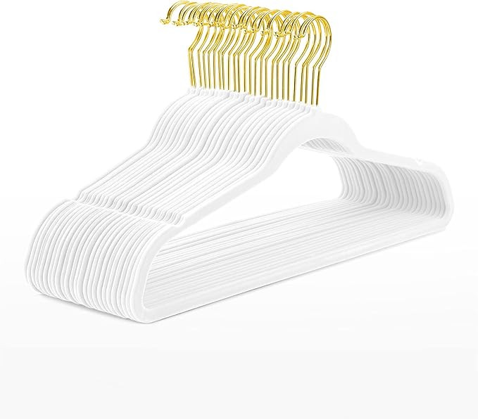 MIZGI Premium Velvet Hangers Pack 50 Pcs Heavyduty - Non Slip Slimline - Velvet Suit Hangers Whit... | Amazon (US)