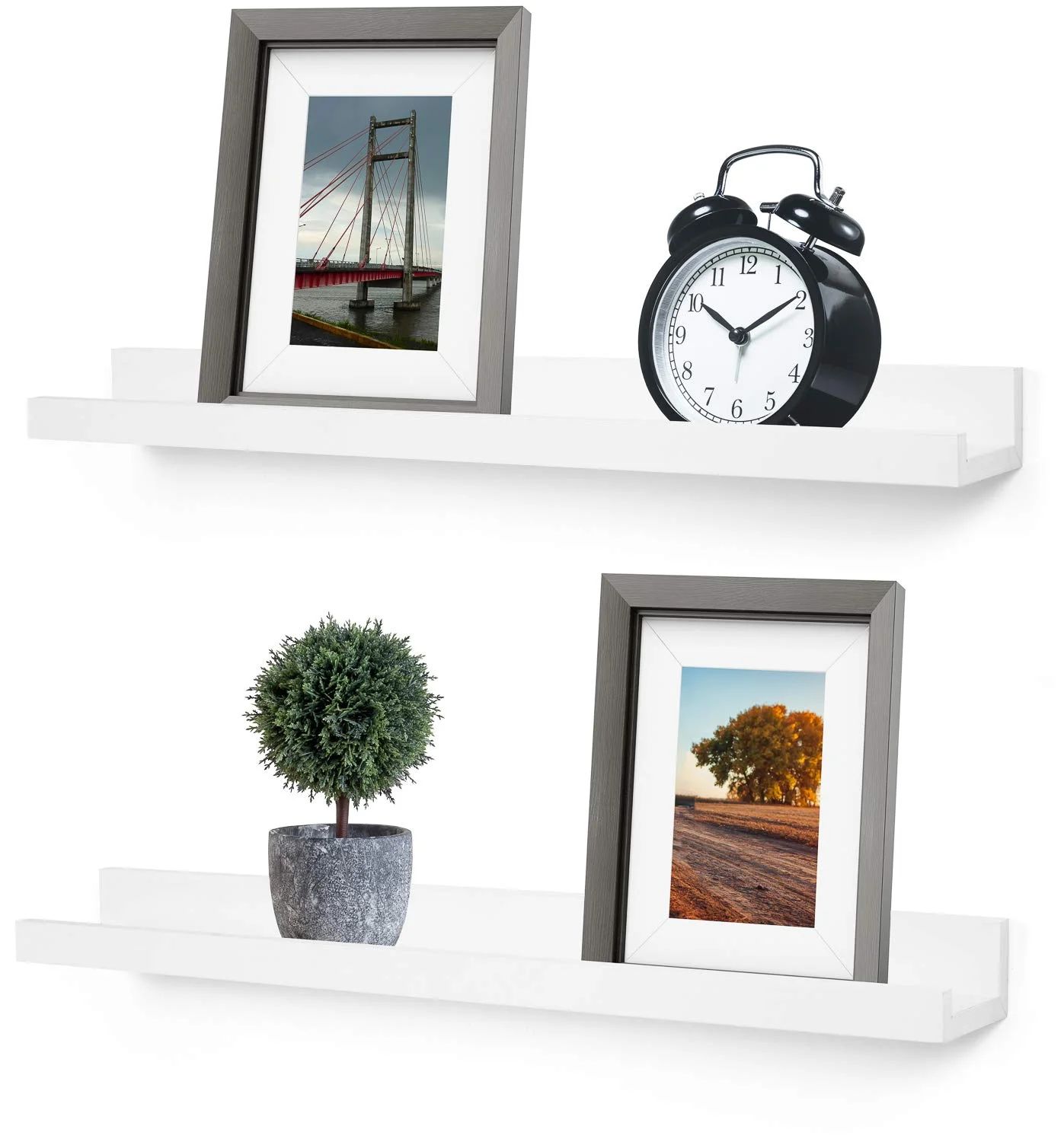 GreenCo Wall Mounted Photo Ledge Floating Shelves White, 24", Set Of 2 - Walmart.com | Walmart (US)
