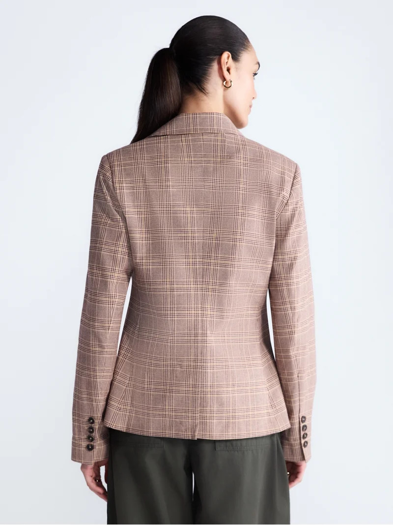 Free Assembly Women's and Women's Plus The Belmont Plaid Single Breasted Blazer, Sizes XS-4X | Walmart (US)