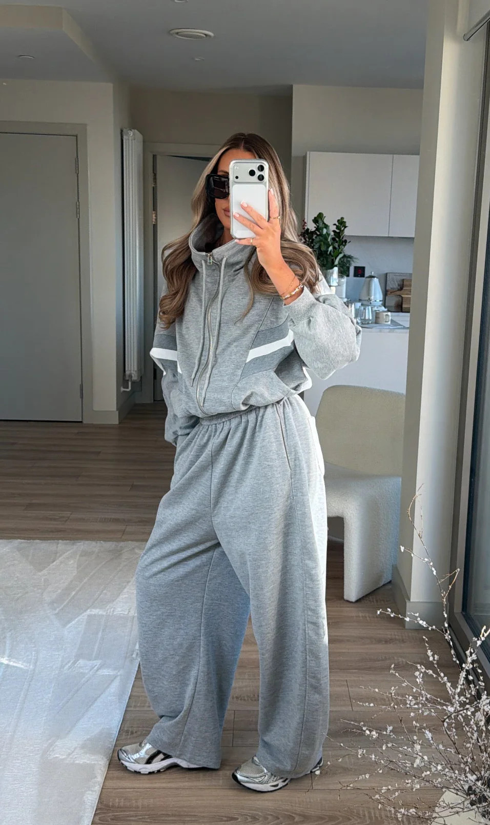 Contrast Funnel Neck Jacket - Grey | Lola Rae Fashion