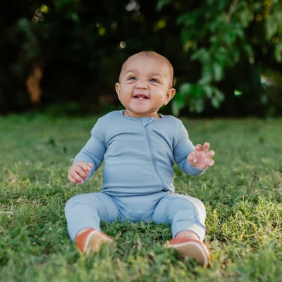 Zippered Romper in Slate | Kyte Baby