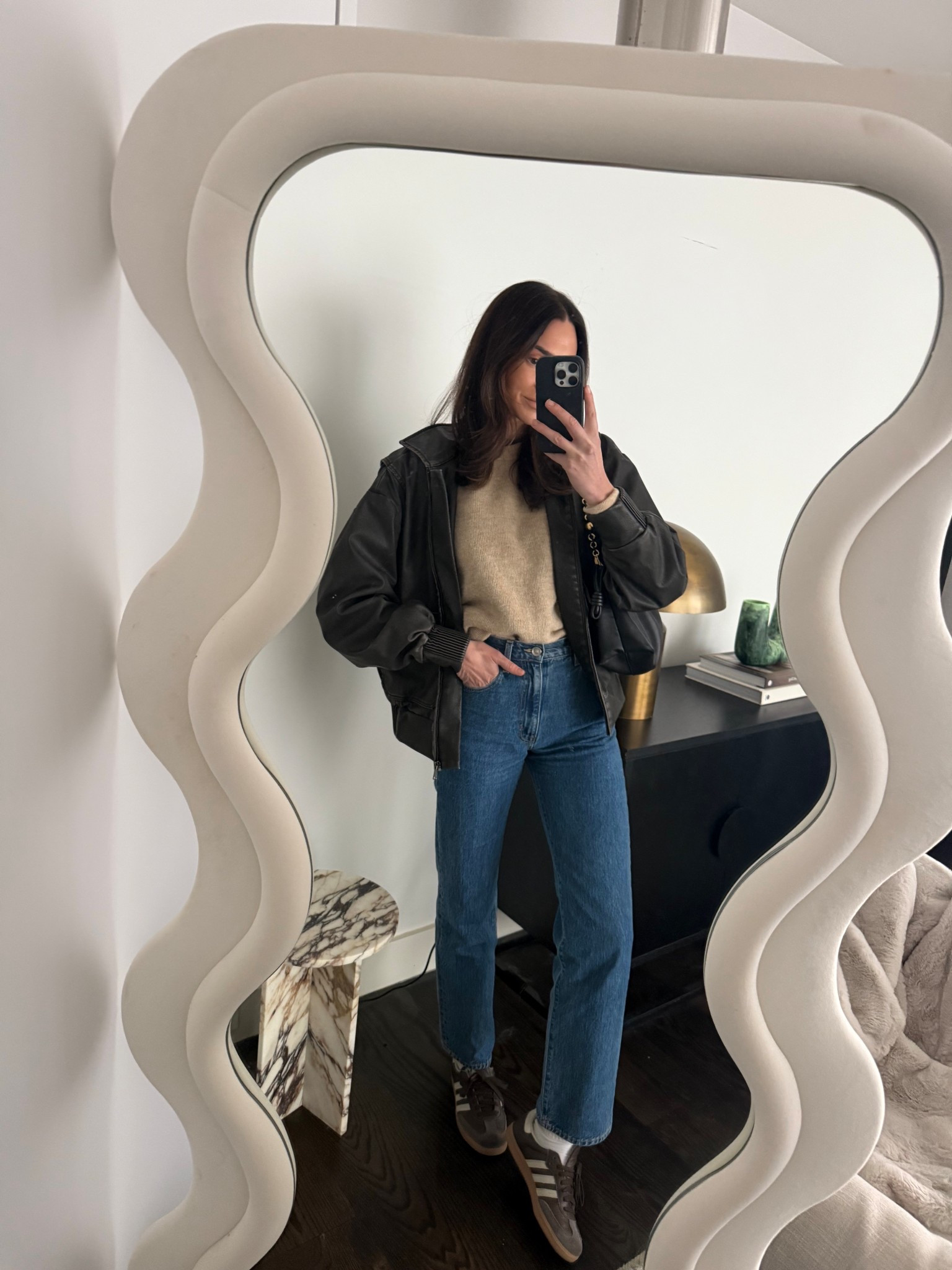 Wednesday details: 
Henne faux leather oversized blazer 
Oat cashmere knitwear 
Slvrlake high waist slim denim 
Adidas sambas in choc 

#LTKaustralia #LTKwinter #LTKstyletip