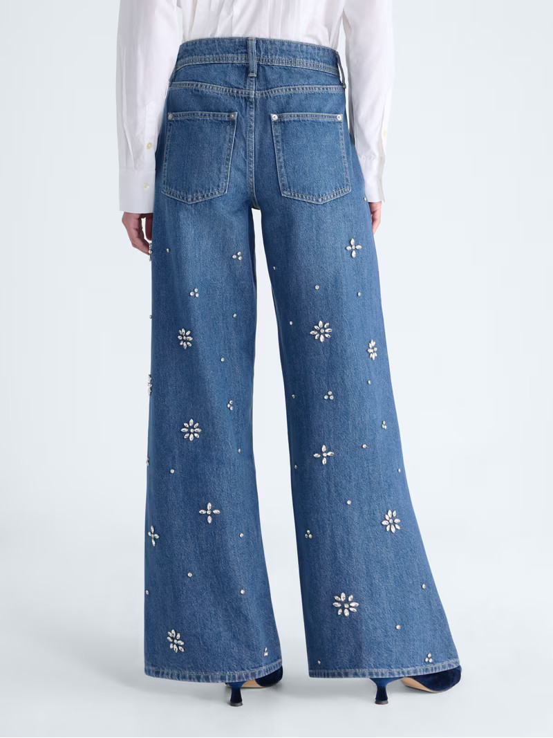 Free Assembly Women's and Women's Plus Embellished Wide Leg Jeans, 30" Inseam, Sizes 0-28 | Walmart (US)