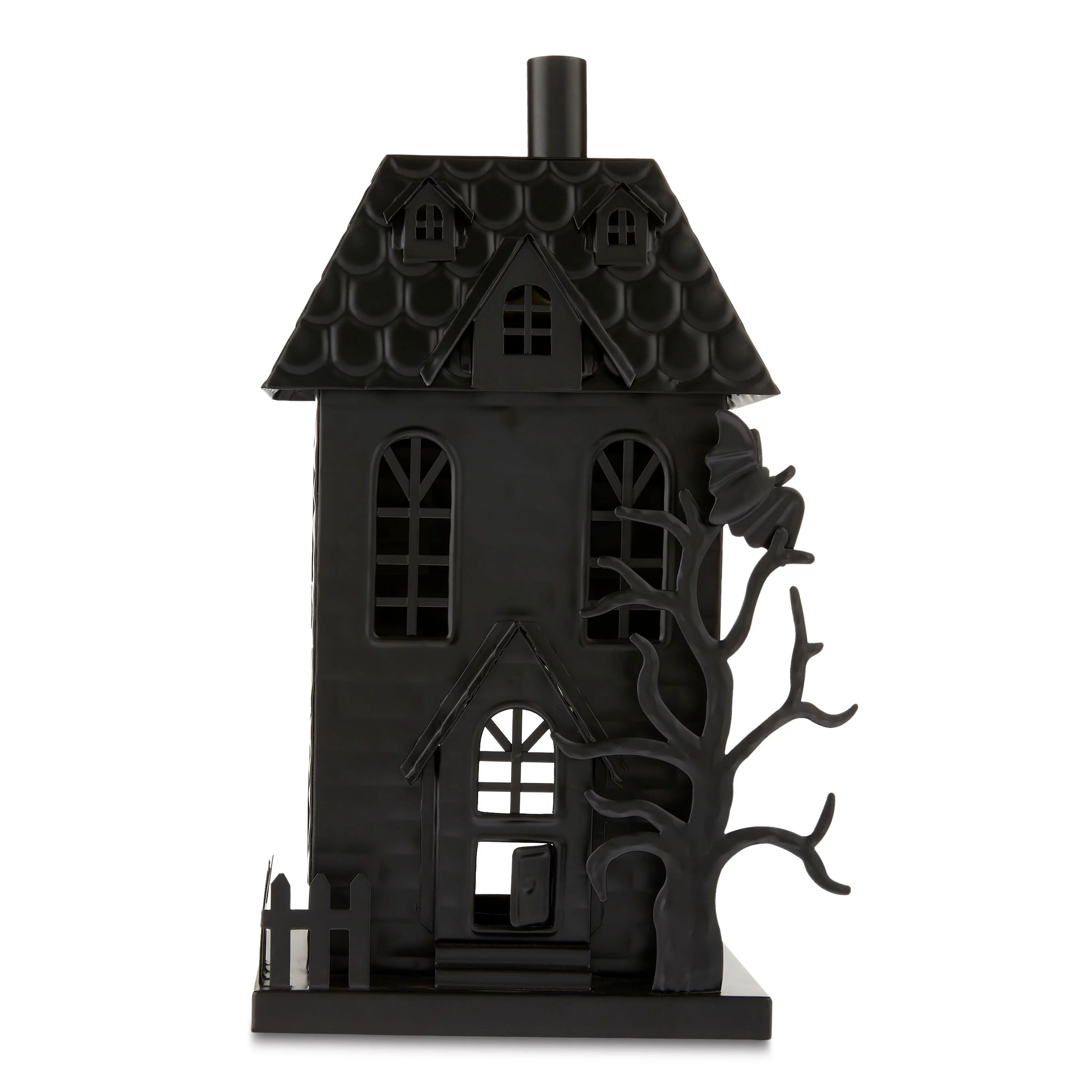 Halloween Black Metal Haunted House Candleholder Decoration, 6.5 in L x 4.13 in W x 11.25 in H, b... | Walmart (US)