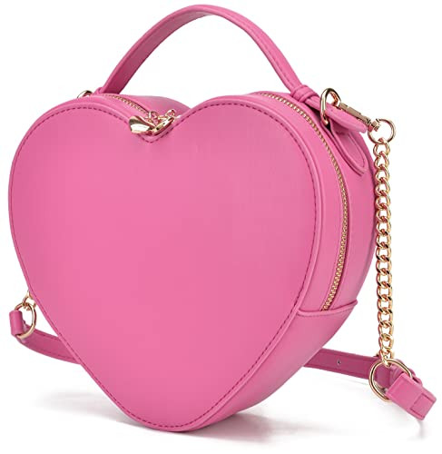 lola mae Heart Shape Satchel Crossbody Purse for women Zip Around Shoulder Bag (Hot pink-759) | Amazon (US)