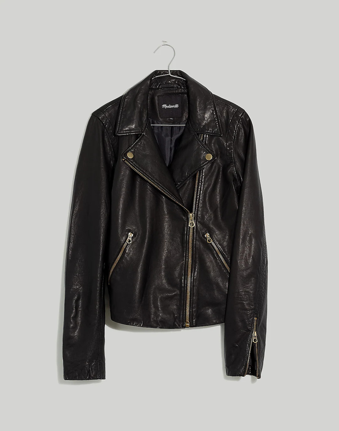 Washed Leather Motorcycle Jacket: Brass Hardware Edition | Madewell