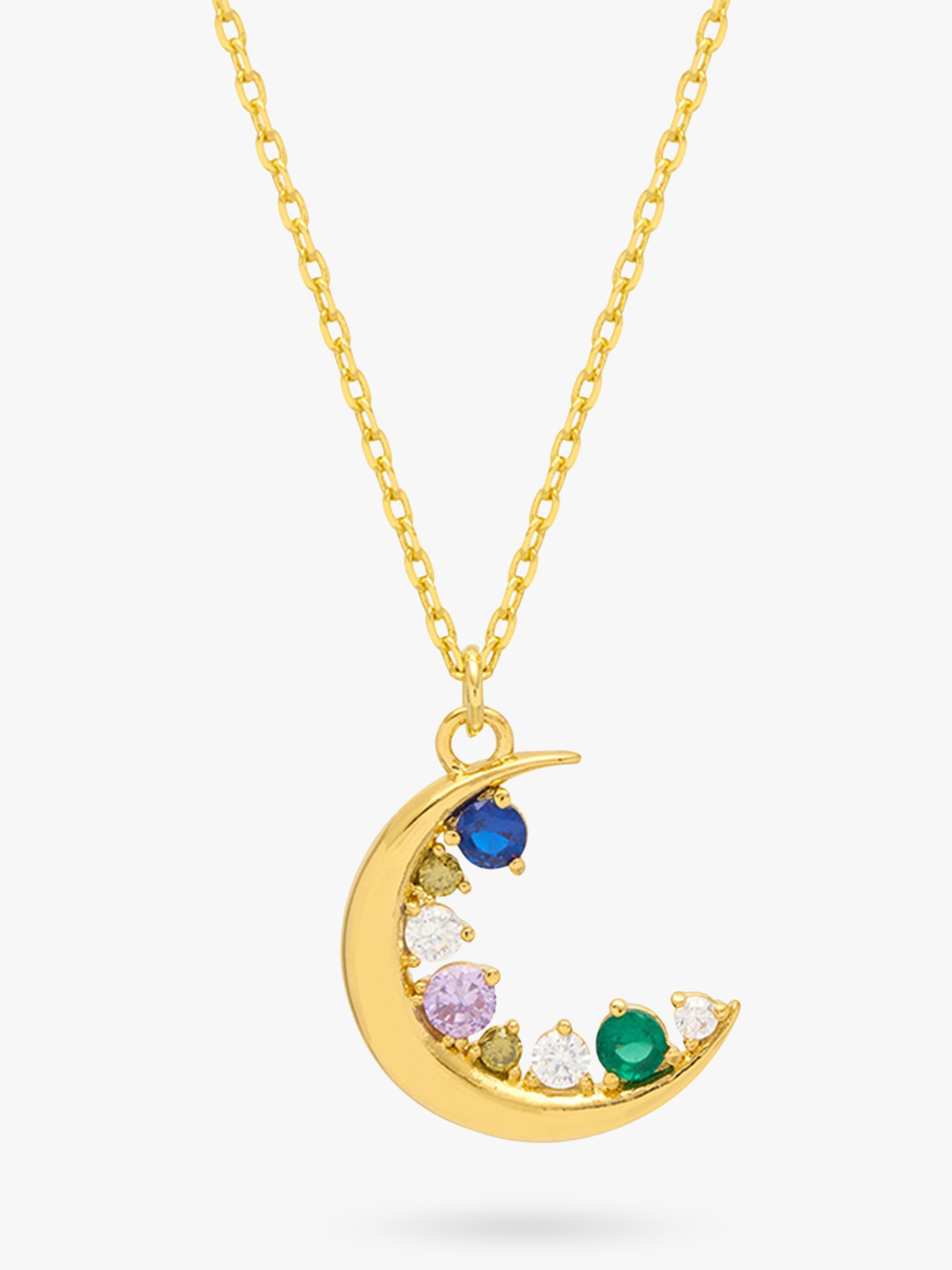 Estella Bartlett Cubic Zirconia Moon Pendant Necklace, Gold | John Lewis (UK)